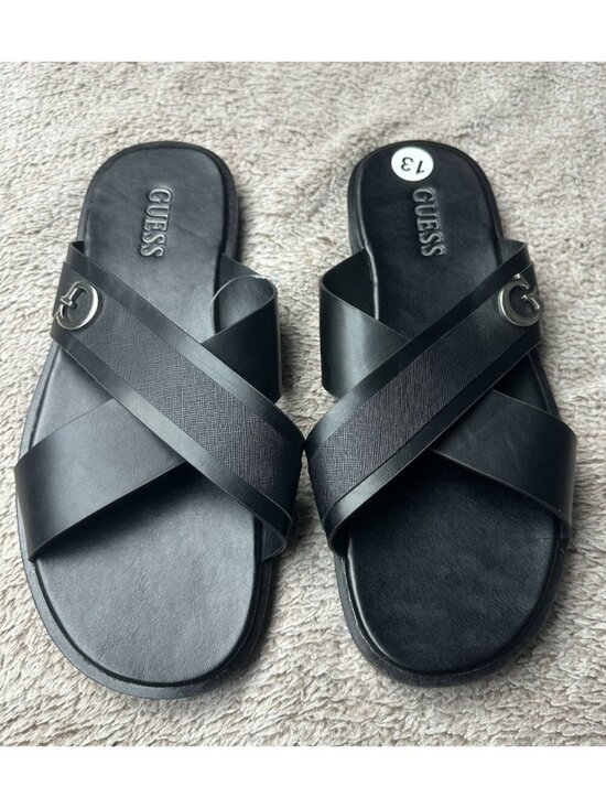 Guess Mens Size 13 Sandals Slides Slip On Shoes Black New